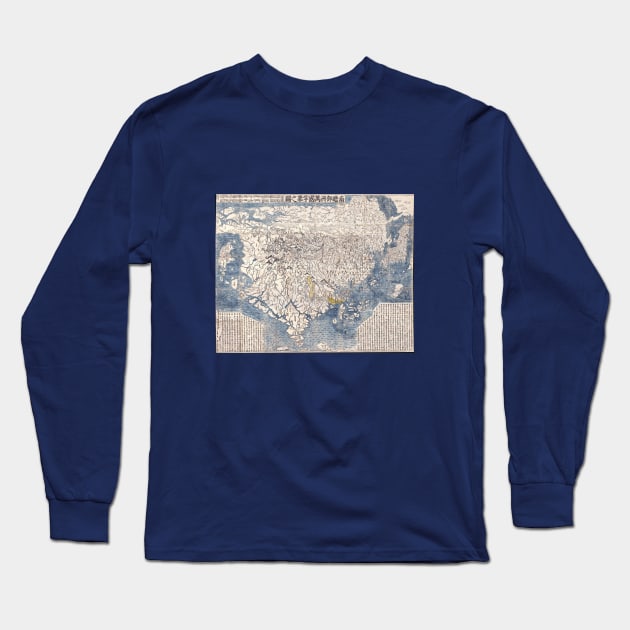 First Japanese Buddhist World Map Europe America Africa Long Sleeve T-Shirt by terrybain